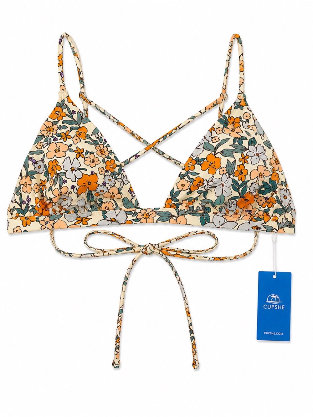 CUPSHE Floral Triangle Bikini Top NWT Size M